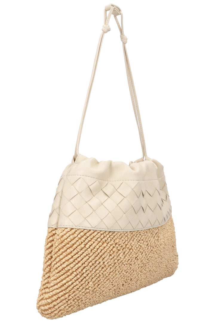 BOTTEGA VENETA Intrecciato Clutch Raffia Leather White