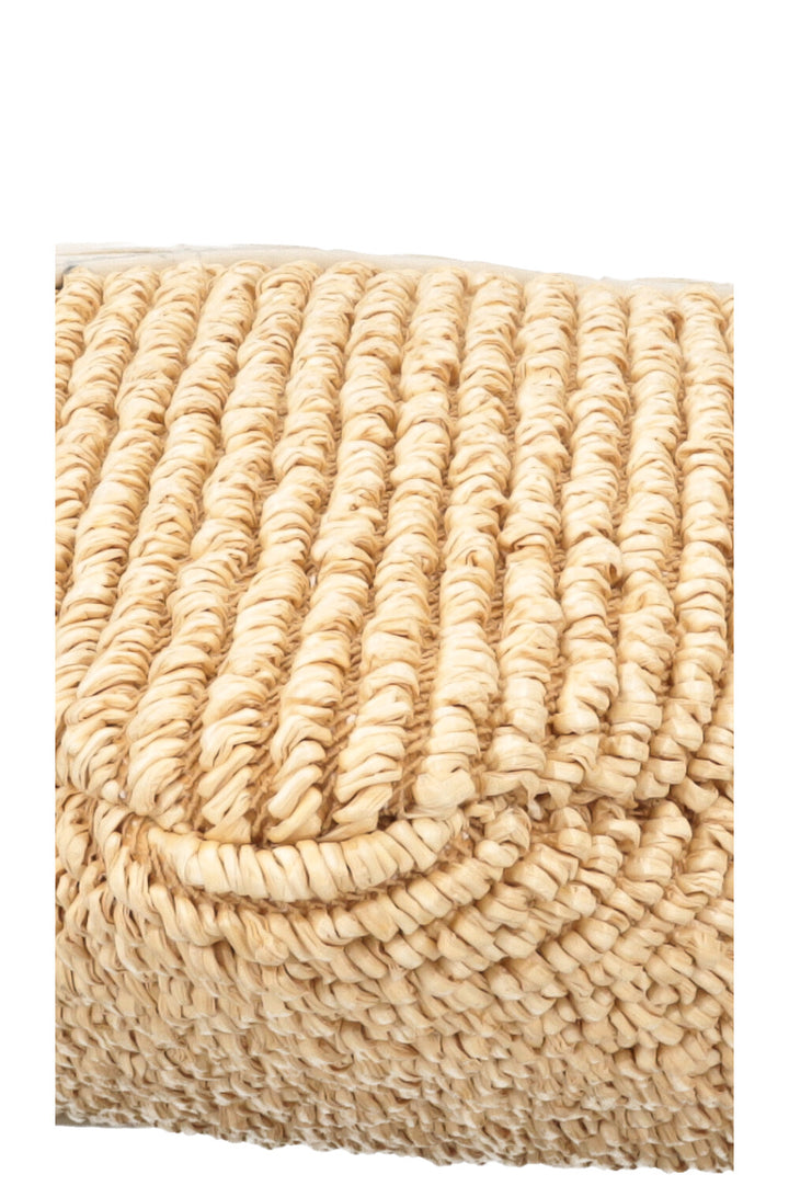 BOTTEGA VENETA Intrecciato Clutch Raffia Leather White