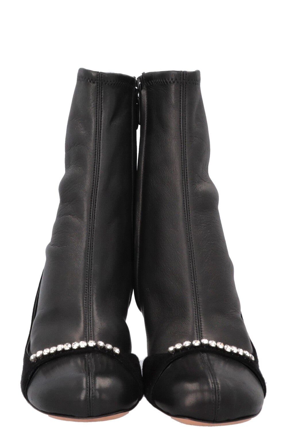VALENTINO Crystal Details Boots Leather Black