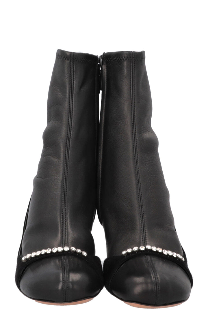 VALENTINO Crystal Details Boots Leather Black