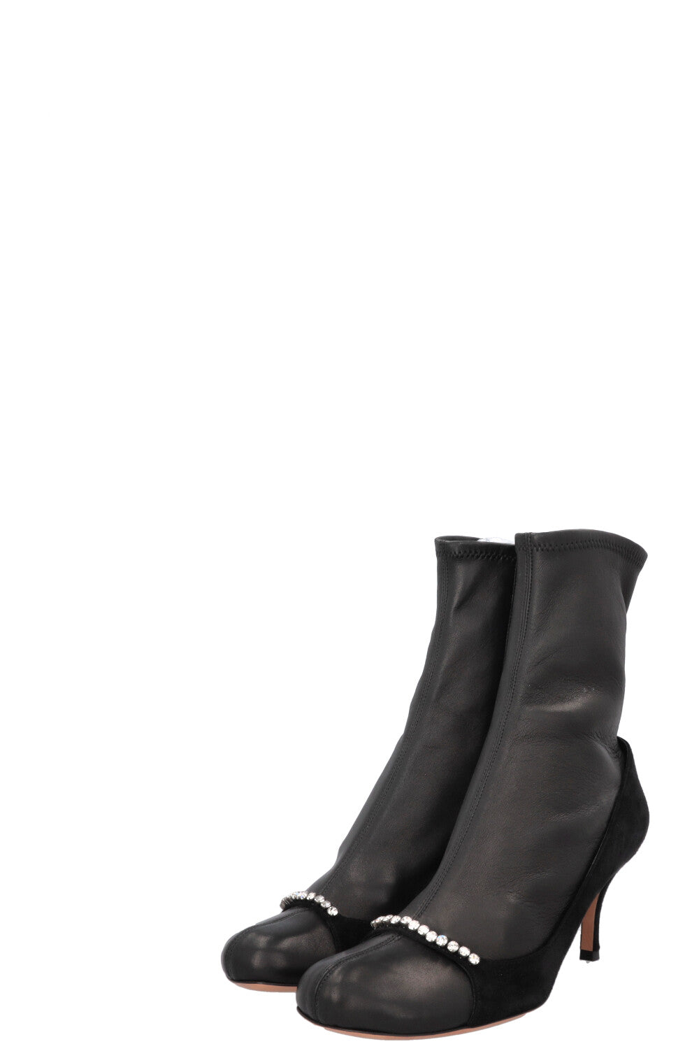 VALENTINO Crystal Details Boots Leather Black