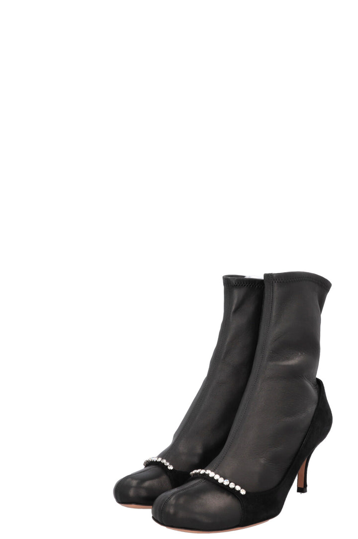 VALENTINO Crystal Details Boots Leather Black