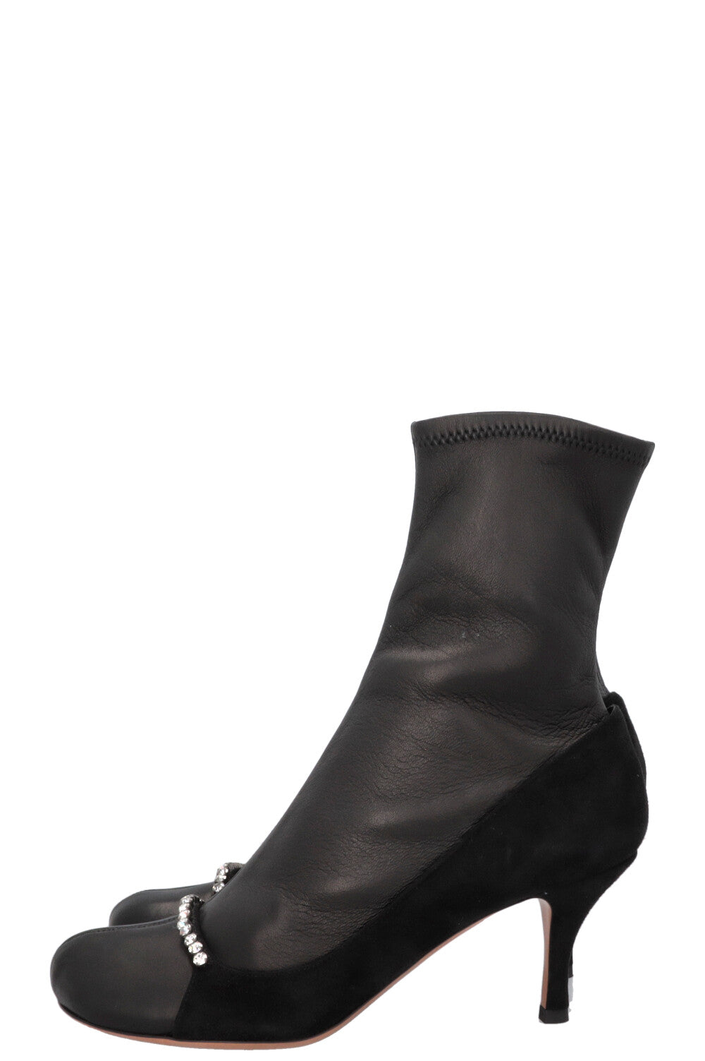 VALENTINO Crystal Details Boots Leather Black