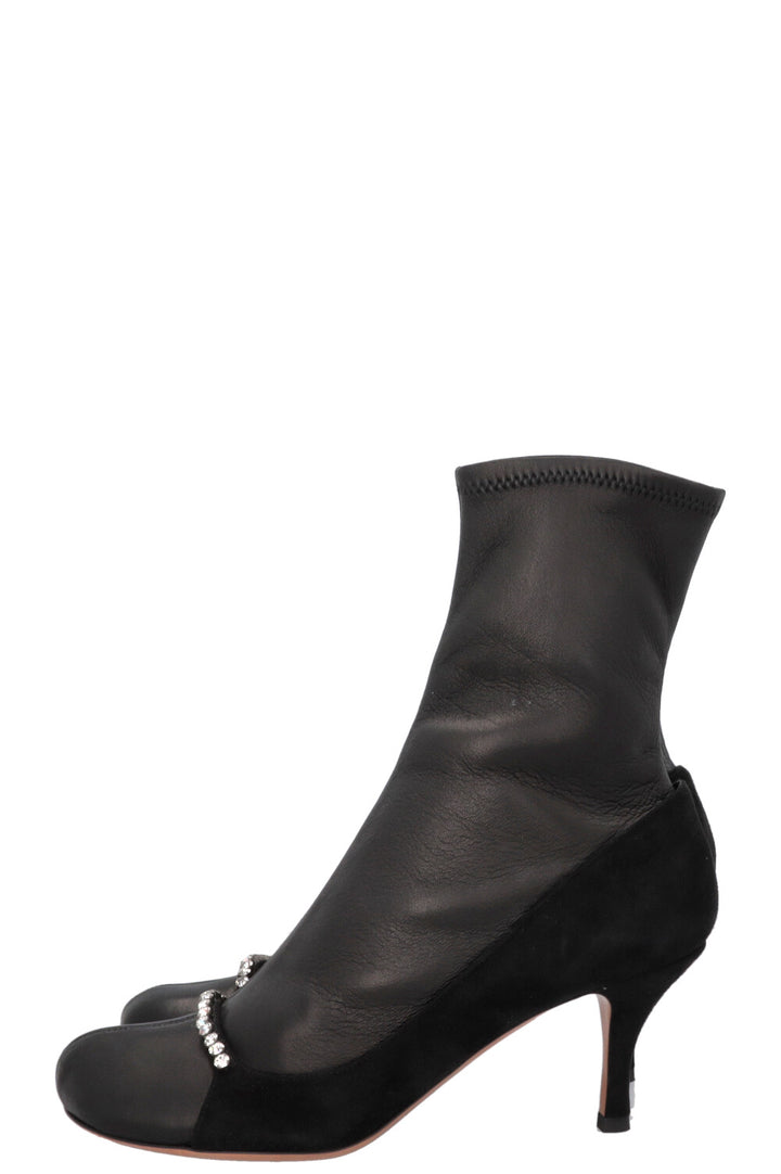 VALENTINO Crystal Details Boots Leather Black