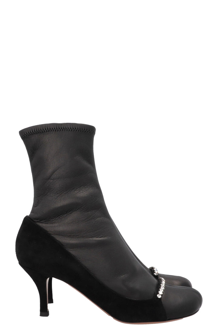 VALENTINO Crystal Details Boots Leather Black