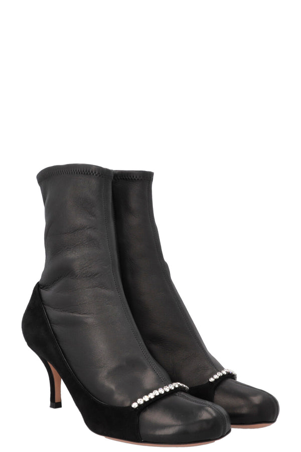 VALENTINO Crystal Details Boots Leather Black