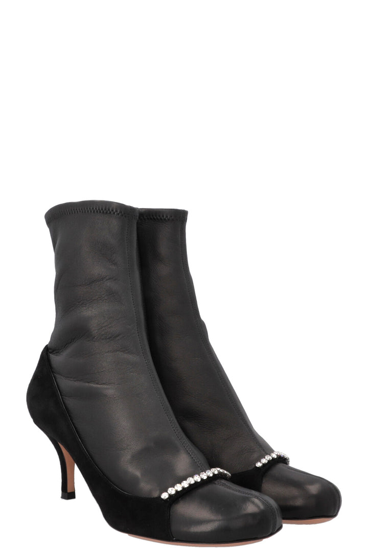 VALENTINO Crystal Details Boots Leather Black