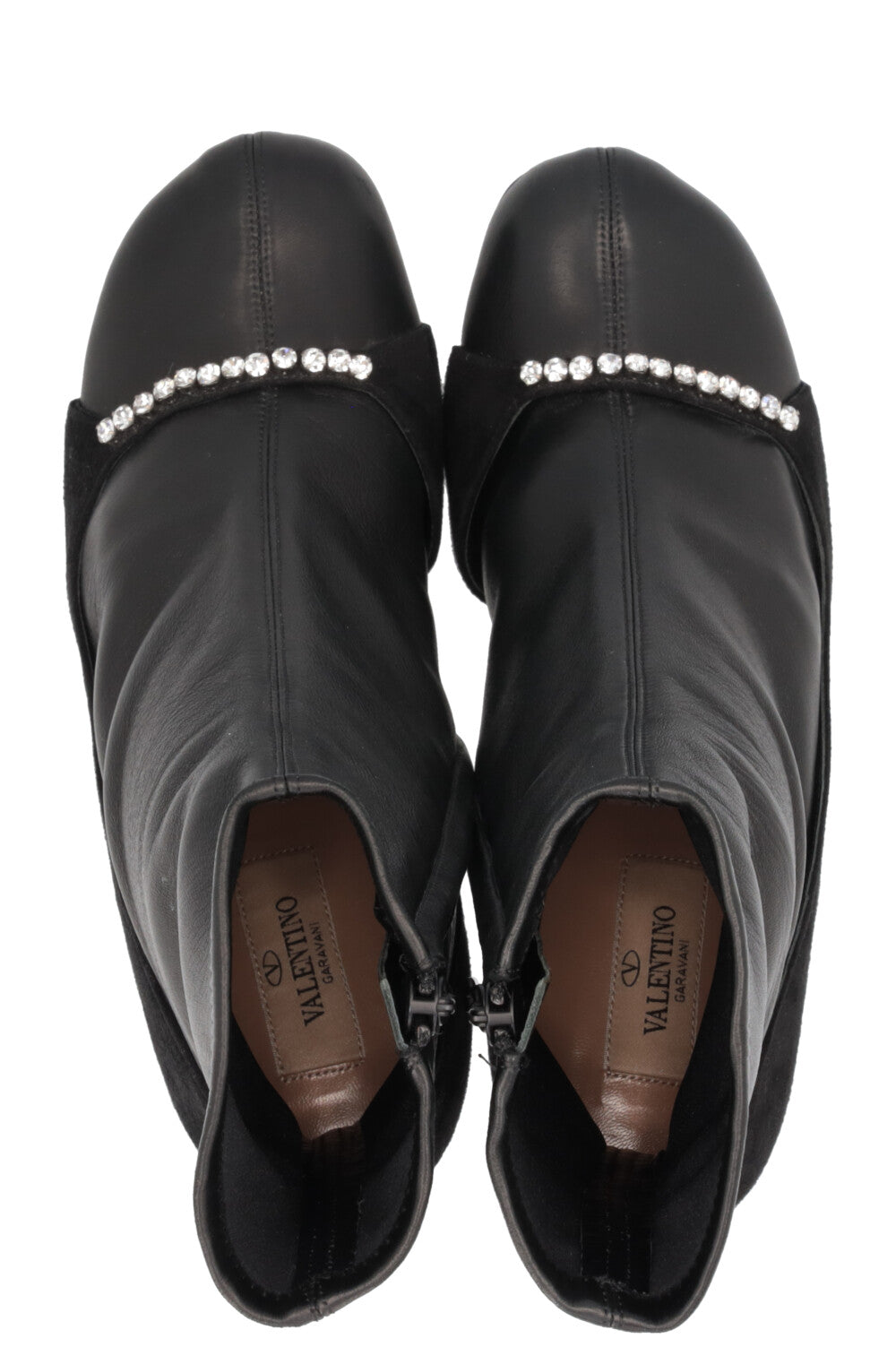 VALENTINO Crystal Details Boots Leather Black