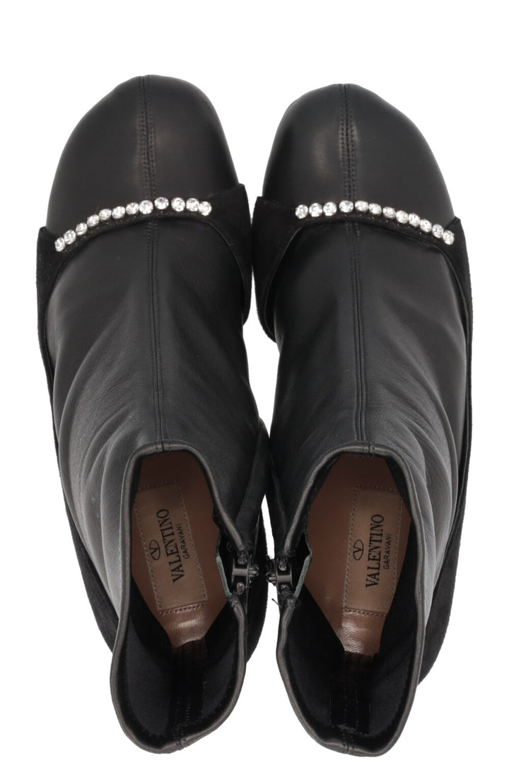 VALENTINO Crystal Details Boots Leather Black