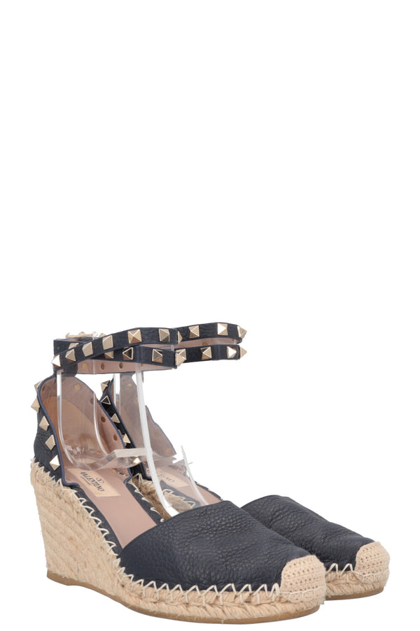 VALENTINO Rockstud Wedge Heels Navy