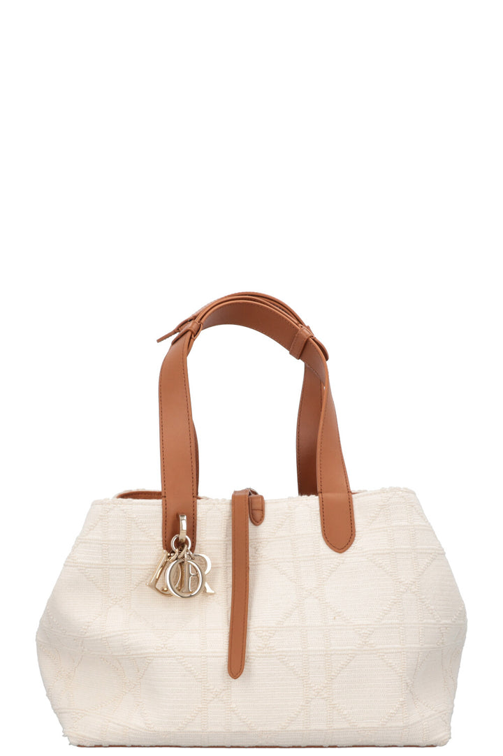 CHRISTIAN DIOR Medium Toujours Bag Macrocannage Canvas White Brown