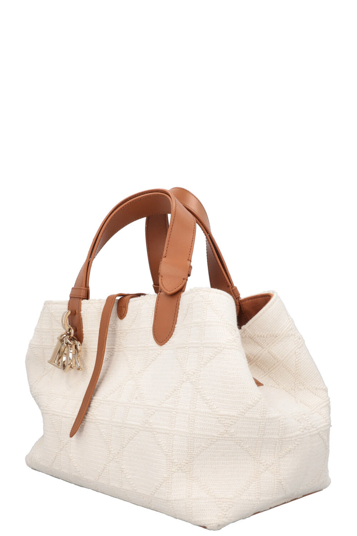CHRISTIAN DIOR Medium Toujours Bag Macrocannage Canvas White Brown