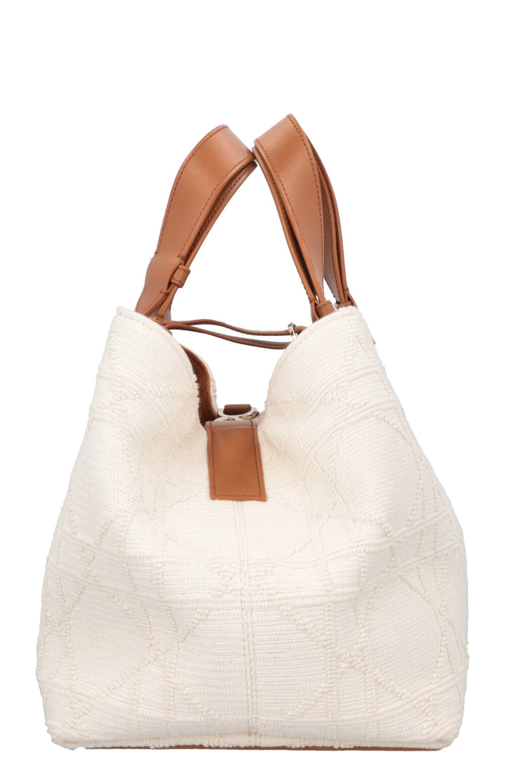 CHRISTIAN DIOR Medium Toujours Bag Macrocannage Canvas White Brown