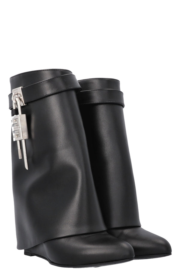 GIVENCHY Shark Lock Ankle Boots Leather Black