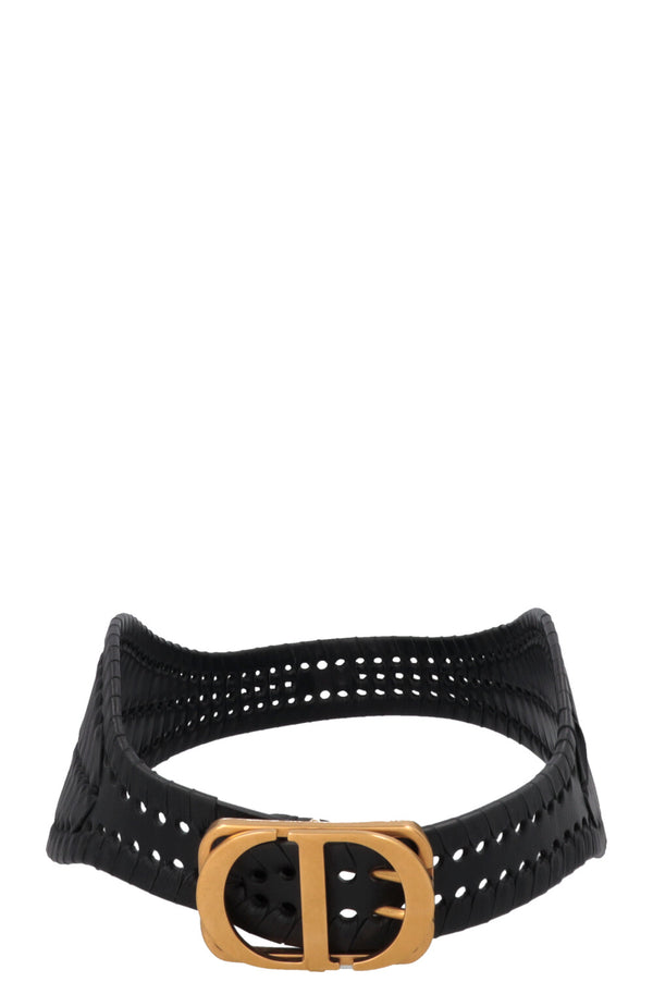 Ceinture CHRISTIAN DIOR Montaigne tressée en cuir noir, taille 30