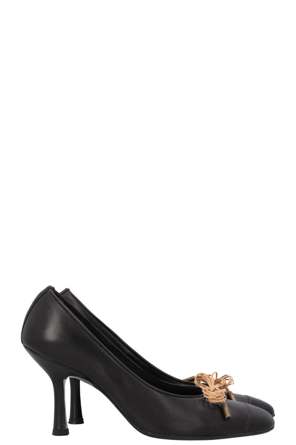 CHANEL Bow Heels Leather Black