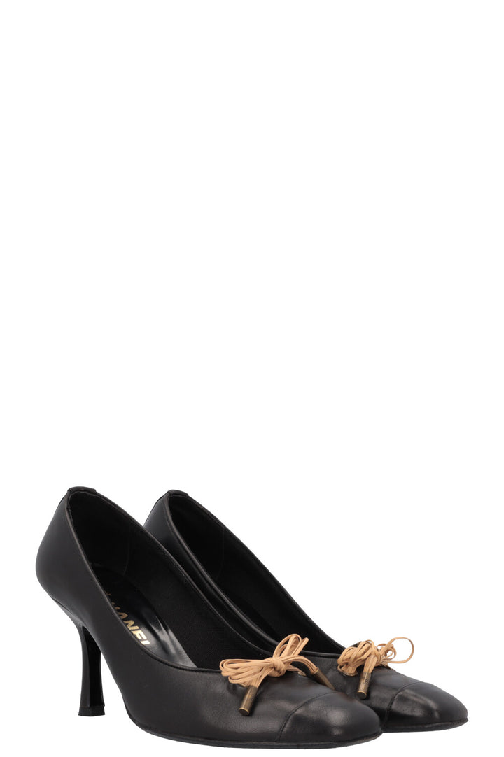 CHANEL Bow Heels Leather Black