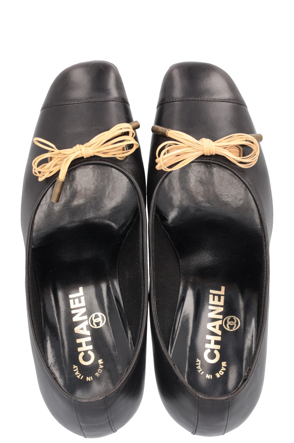 CHANEL Bow Heels Leather Black