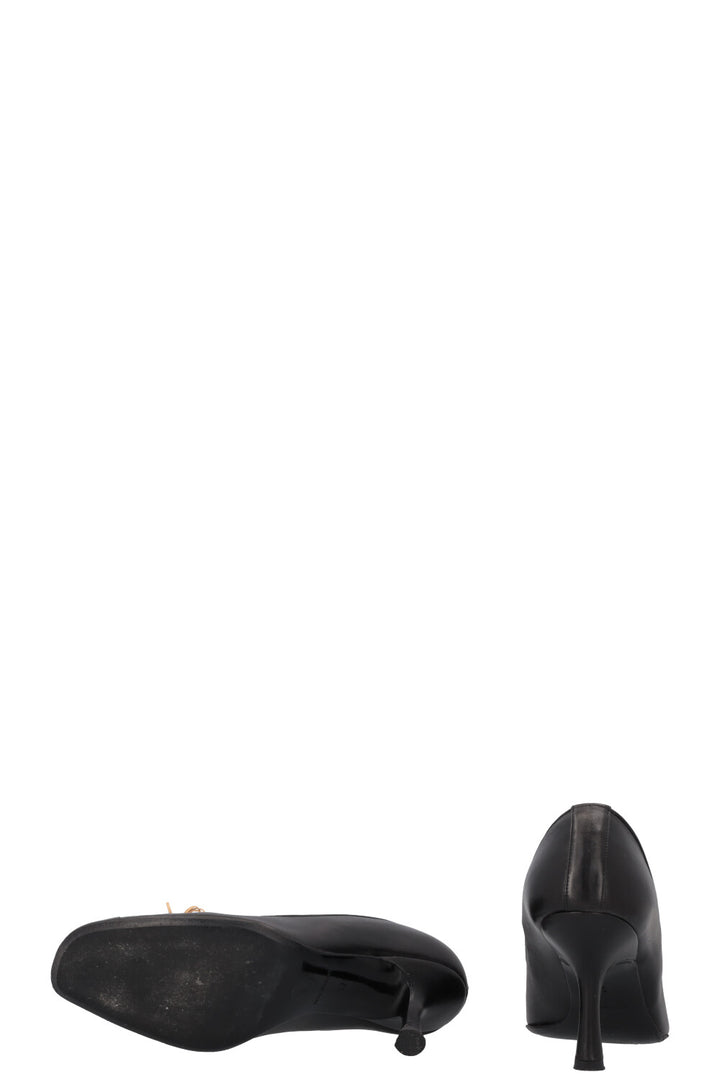 CHANEL Bow Heels Leather Black