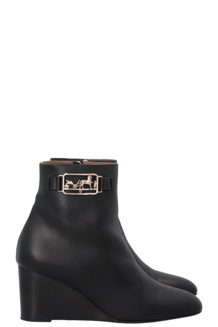 HERMÈS Andrene Ankle Boots Leather Black