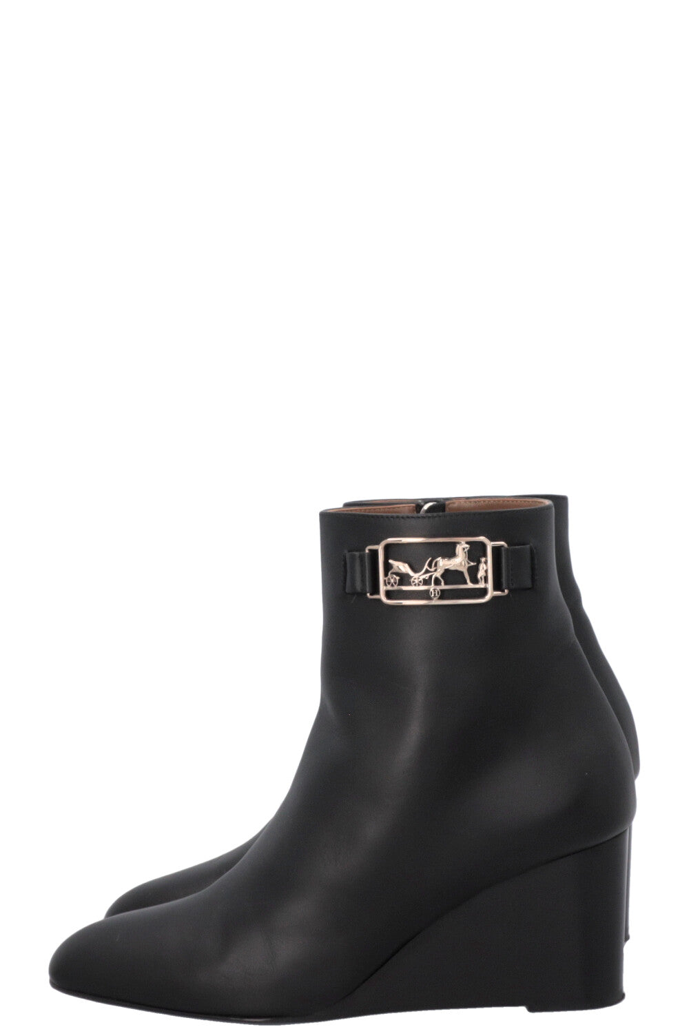 HERMÈS Andrene Ankle Boots Leather Black