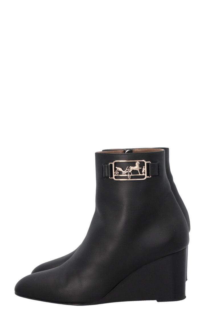 HERMÈS Andrene Ankle Boots Leather Black