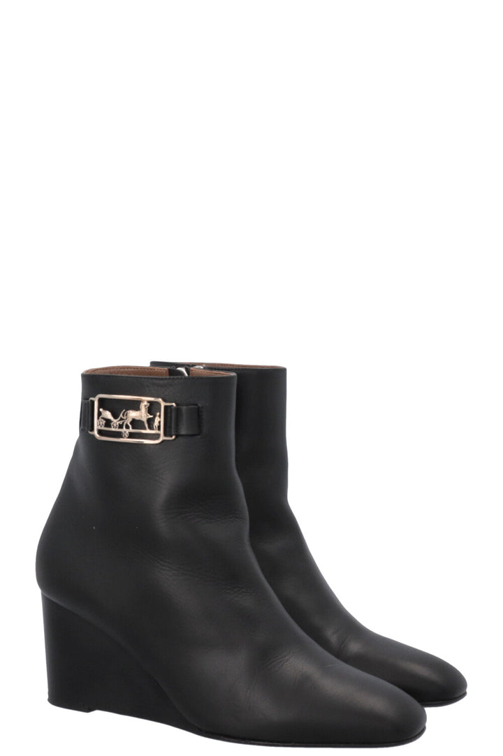 HERMÈS Andrene Ankle Boots Leather Black