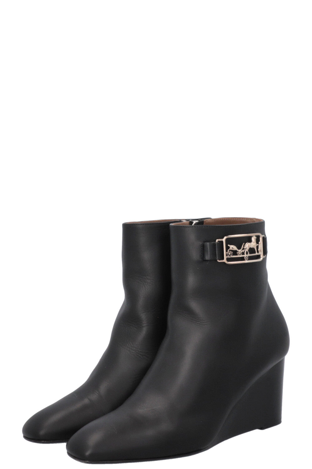 HERMÈS Andrene Ankle Boots Leather Black