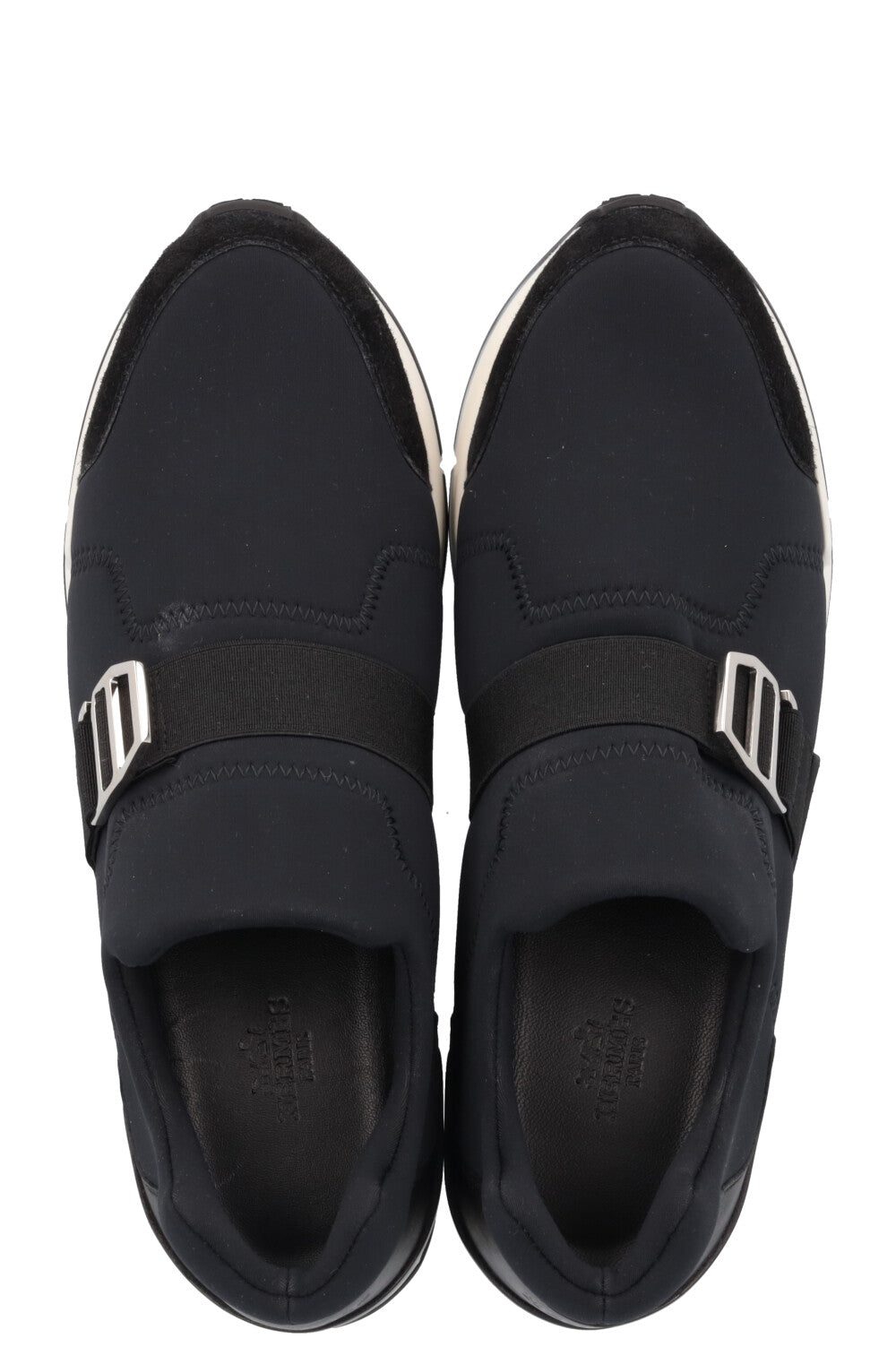HERMÈS Run Neoprene Slip On Sneaker Black Nylon