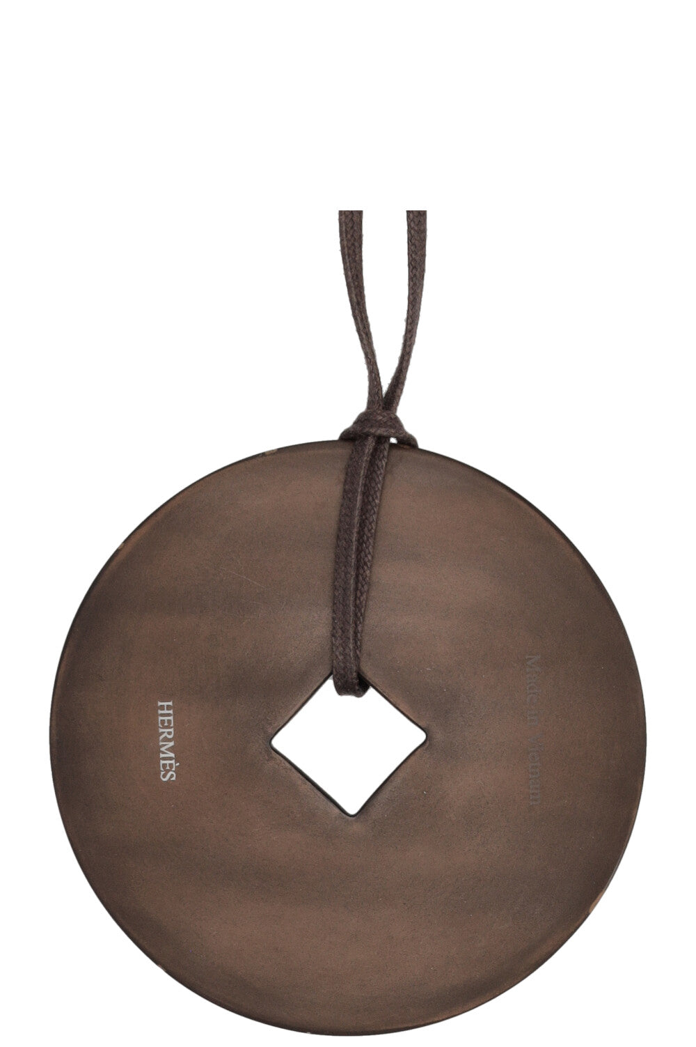 HERMÈS Tsuba Round Necklace Buffalo Horn Brown