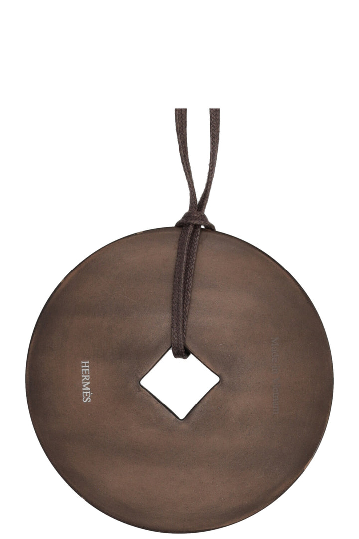 HERMÈS Tsuba Round Necklace Buffalo Horn Brown