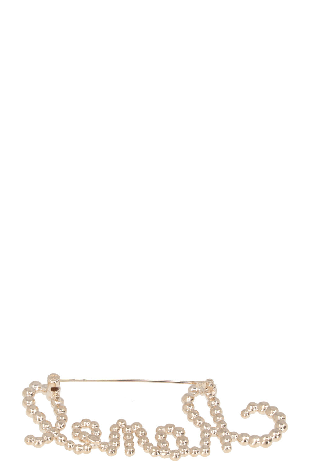CHANEL 2021 Logo Brooch Crystal Pearls Champagne