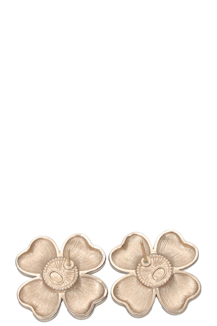 CHANEL 2021 Flower Earrings Pearl Champagne