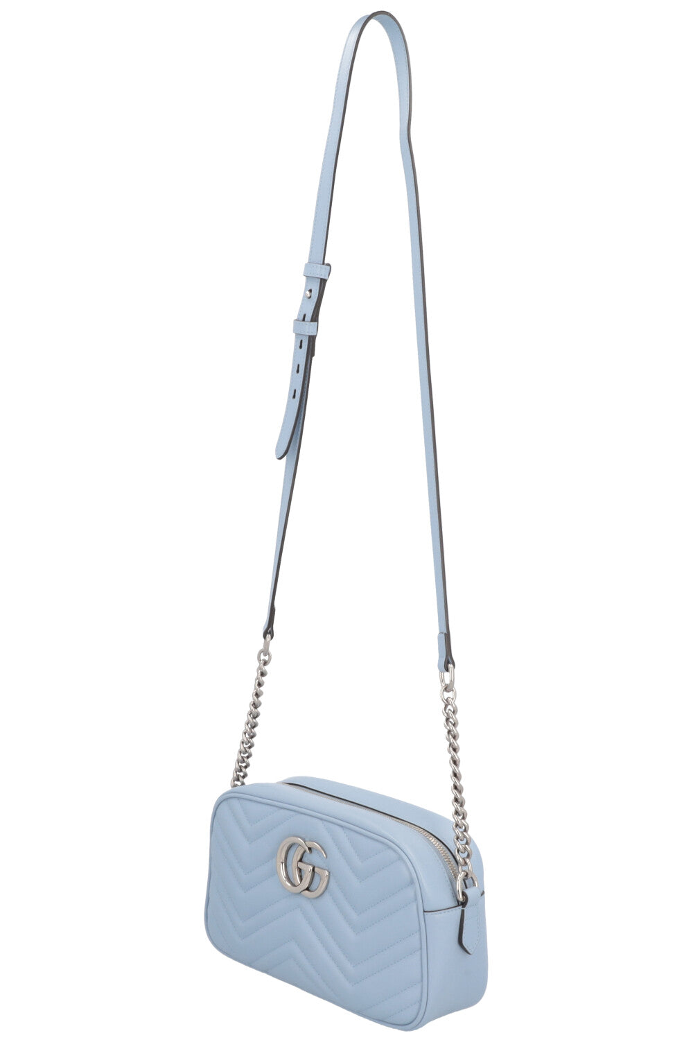 GUCCI Marmont Camera Bag Leather Blue