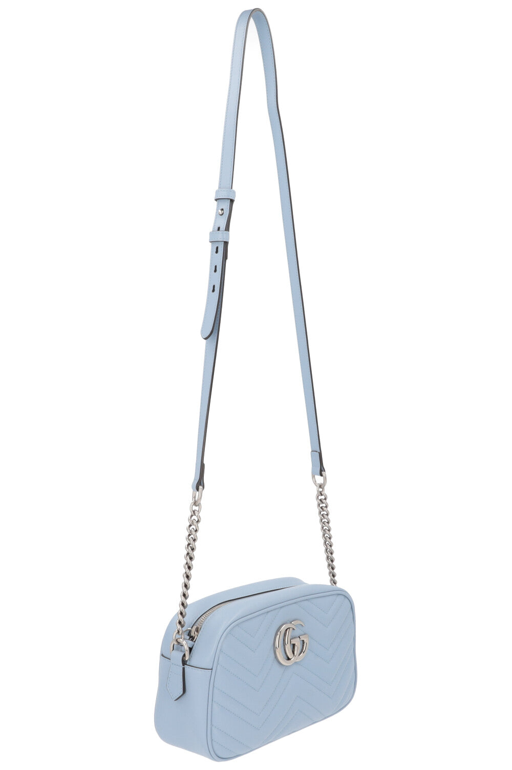 GUCCI Marmont Camera Bag Leather Blue