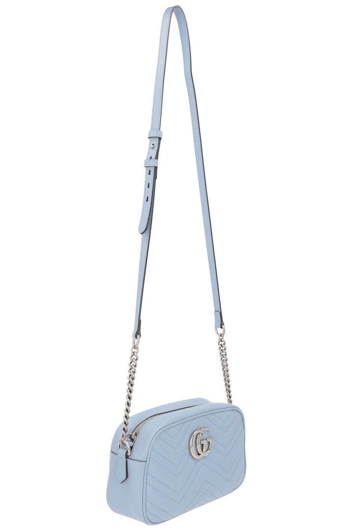 GUCCI Marmont Camera Bag Leather Blue