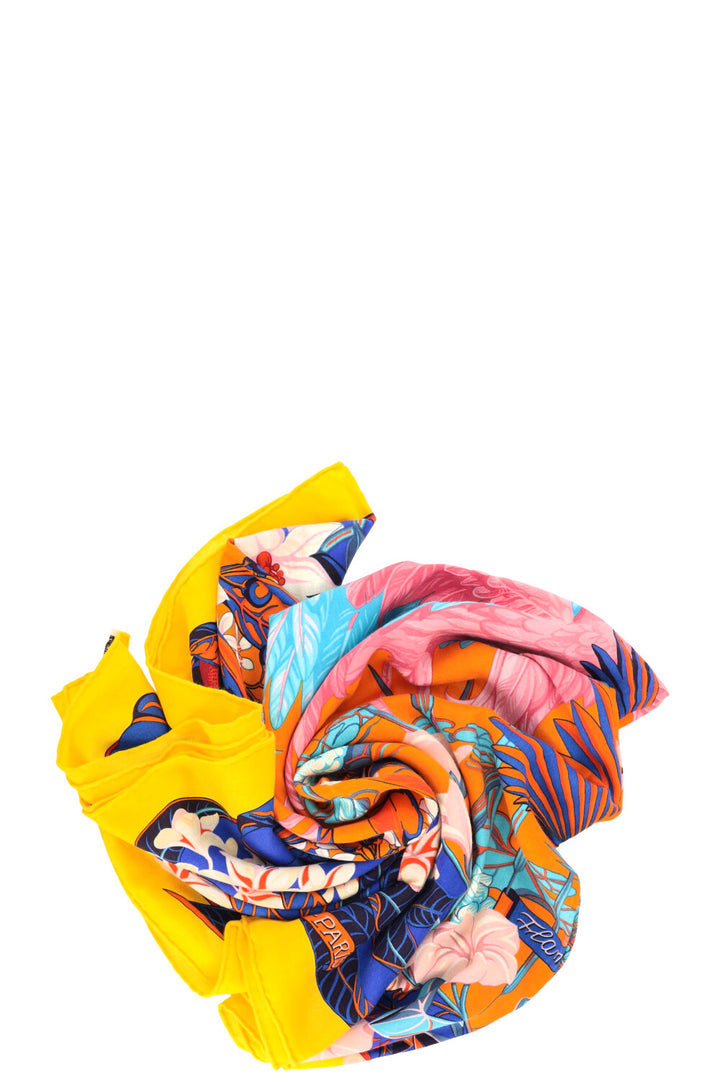 HERMÈS Flamingo Party Scarf 140 Silk Cashmere Multicolor