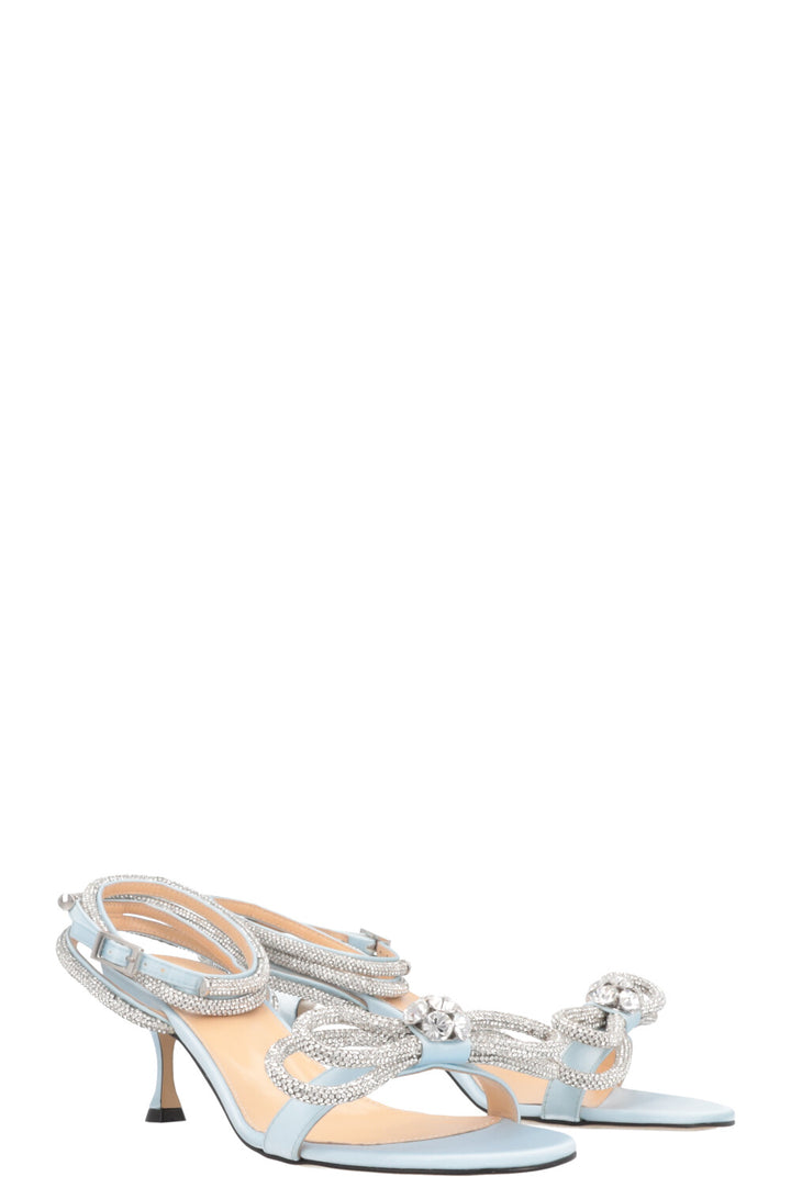 MACH&MACH Double Bow Heels Silk Blue