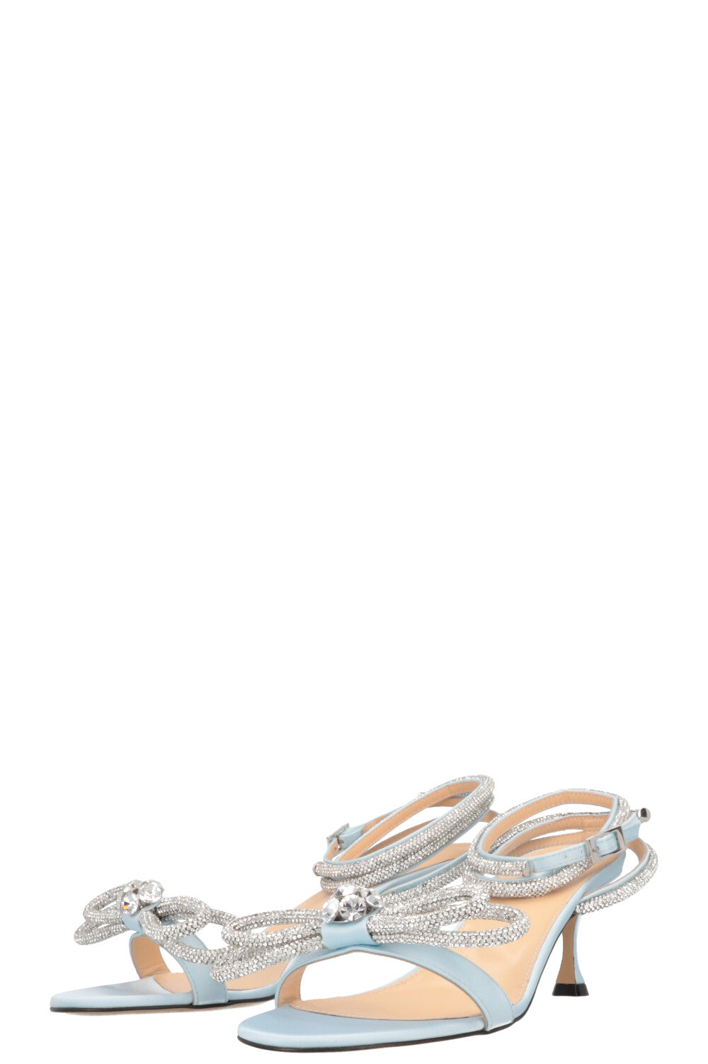 MACH&MACH Double Bow Heels Silk Blue