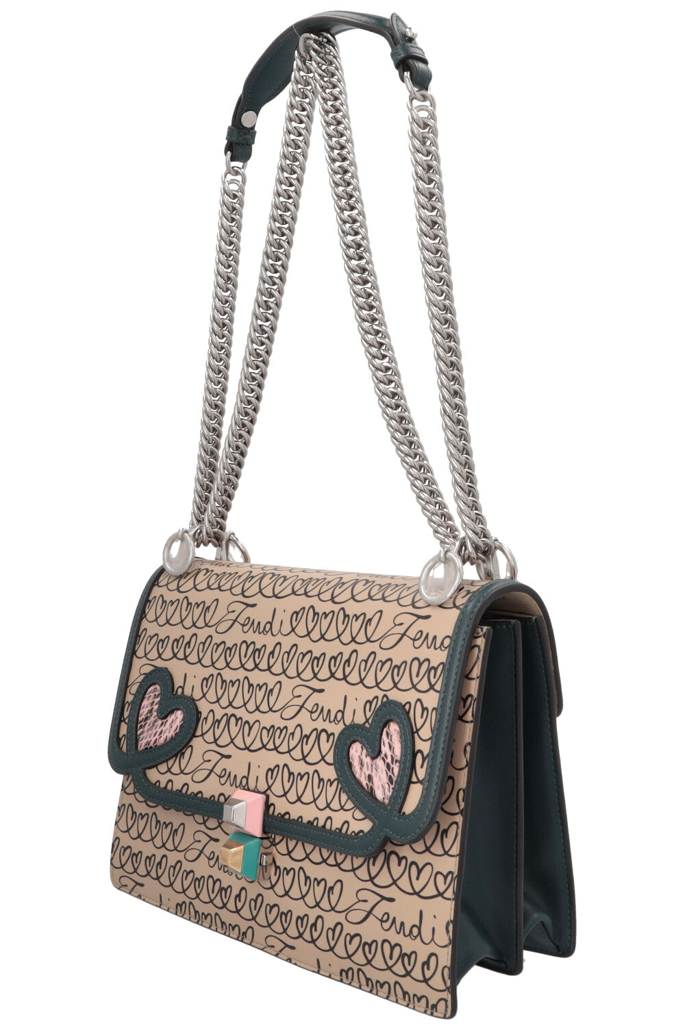 FENDI Kan I Crossbody Bag Beige Green