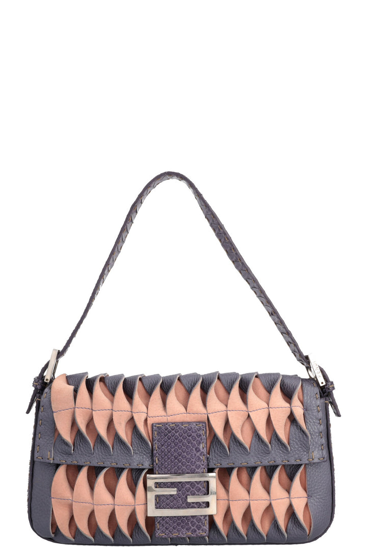 FENDI Selleria Sac Baguette Python Violet Rose