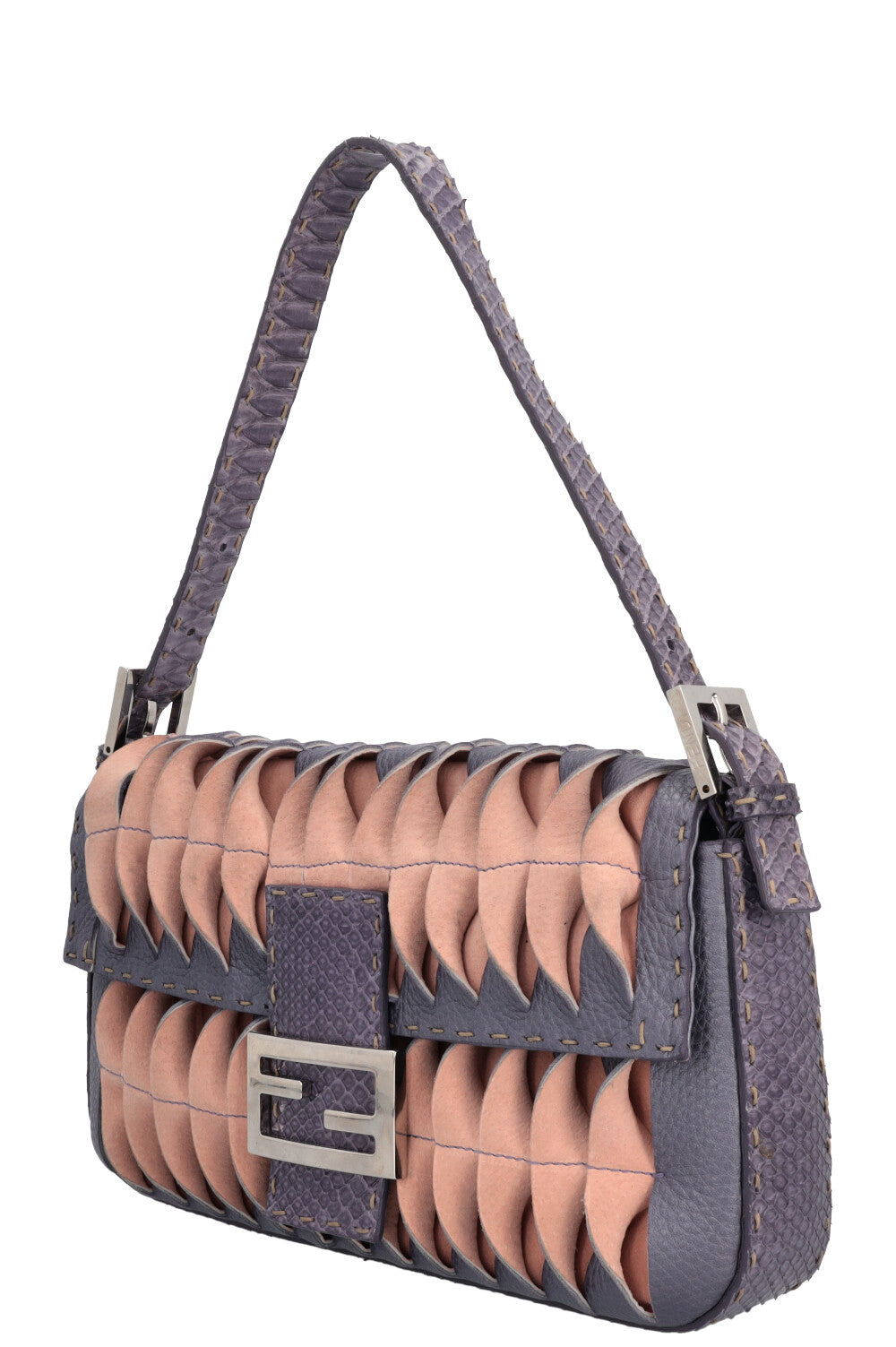 FENDI Selleria Sac Baguette Python Violet Rose
