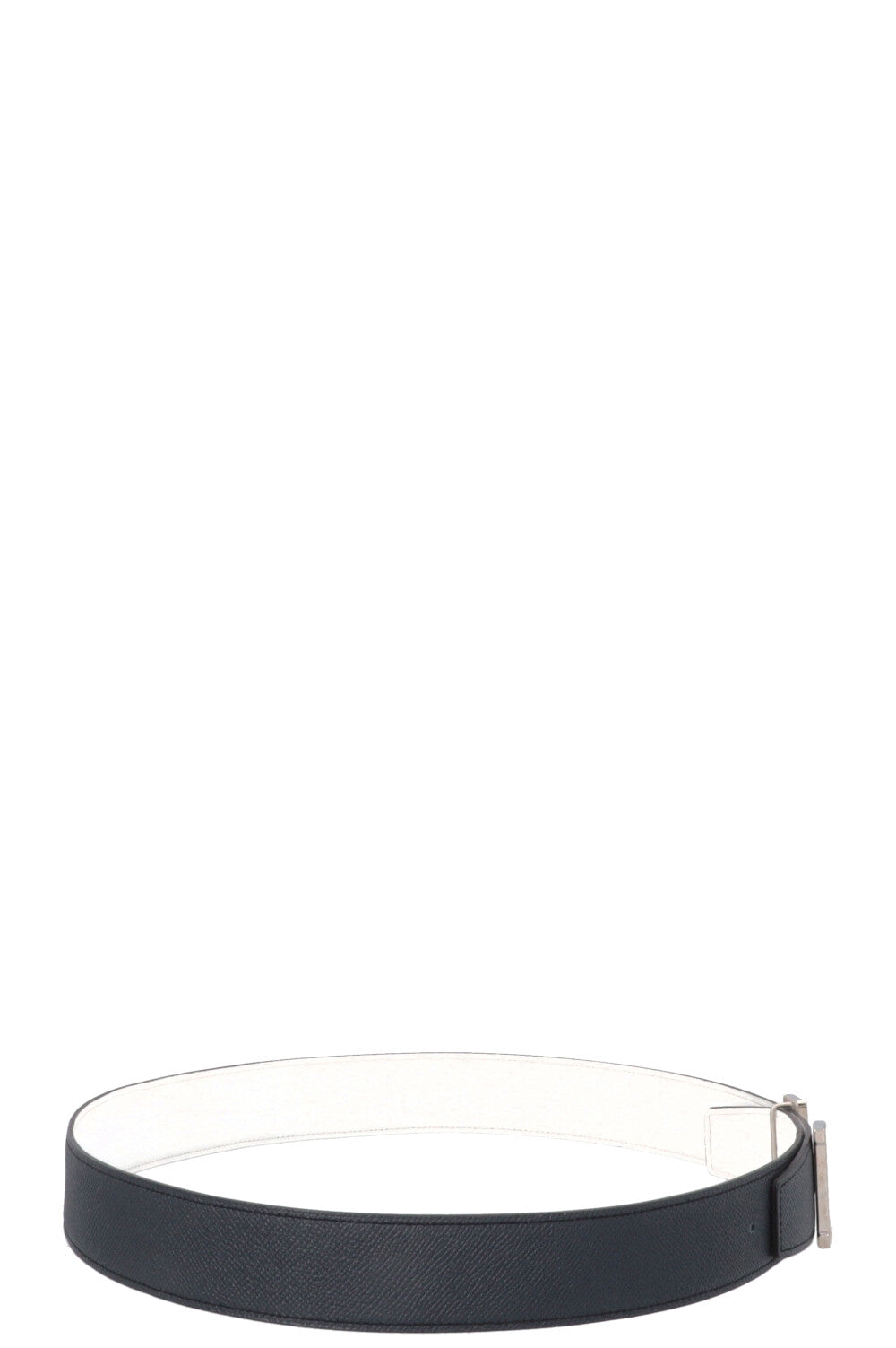 HERMÈS Constance H Belt Epsom Palladium Bleu Blanc