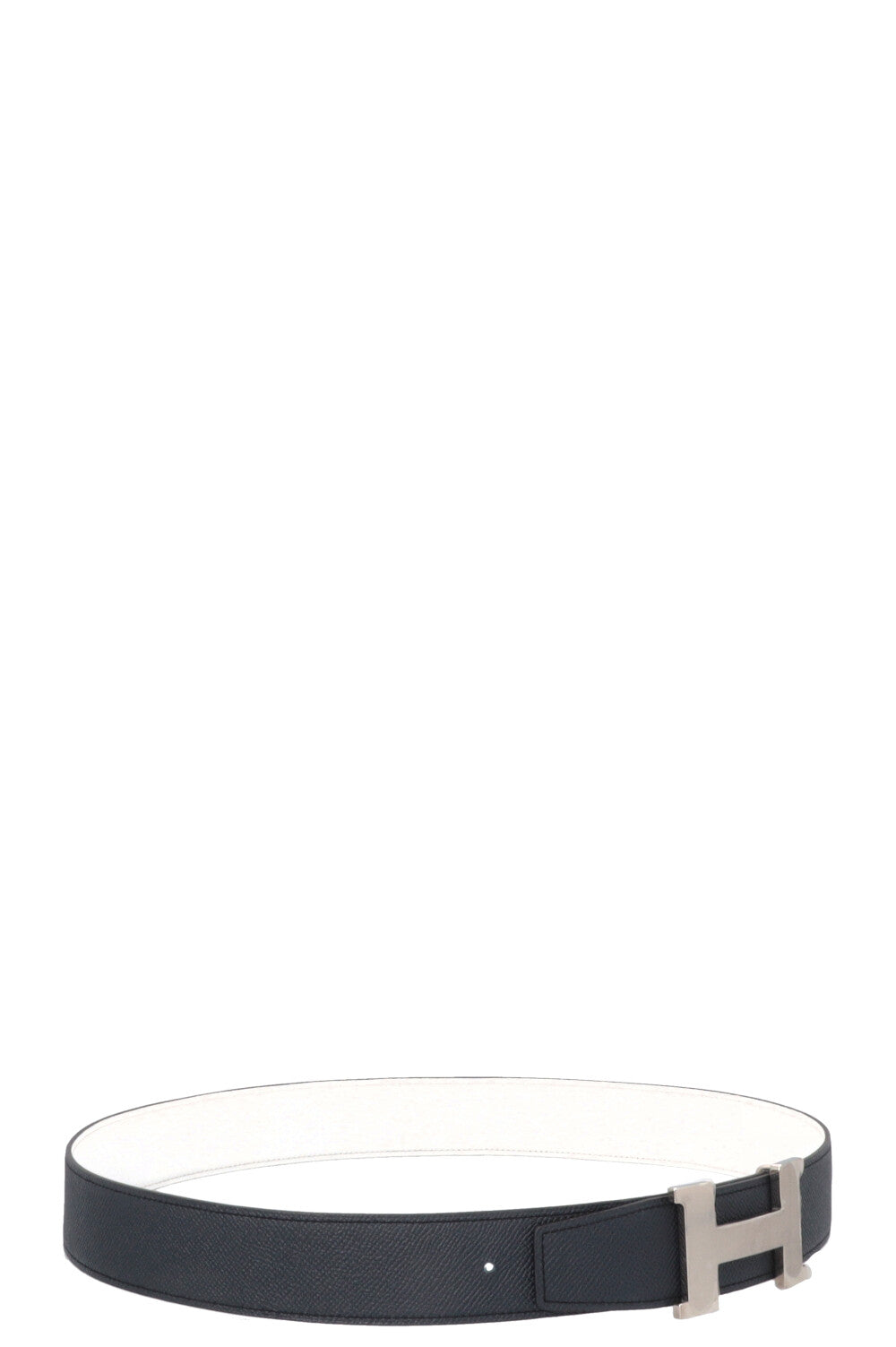 HERMÈS Constance H Belt Epsom Palladium Bleu Blanc