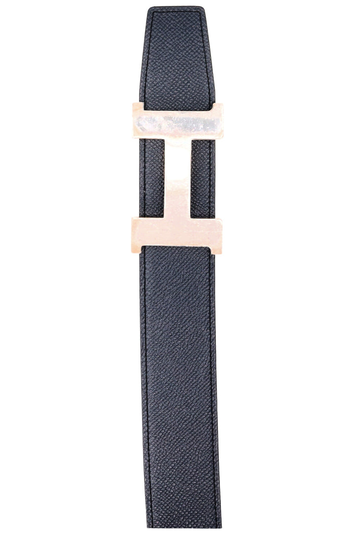 HERMÈS Constance H Belt Epsom Palladium Bleu Blanc