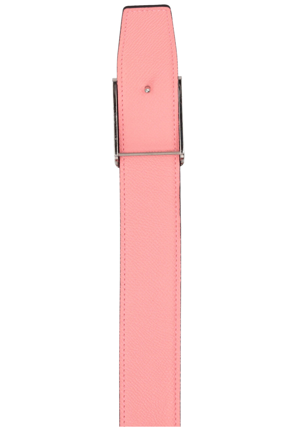 HERMÈS Logo Belt Palladium Epsom Red Pink