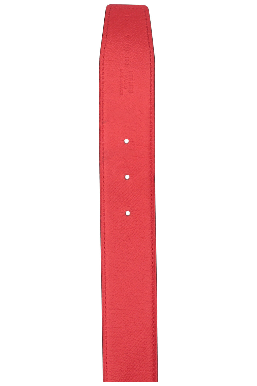 HERMÈS Logo Belt Palladium Epsom Red Pink