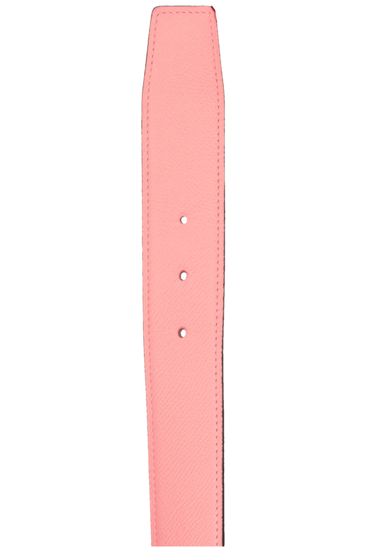 HERMÈS Logo Belt Palladium Epsom Red Pink