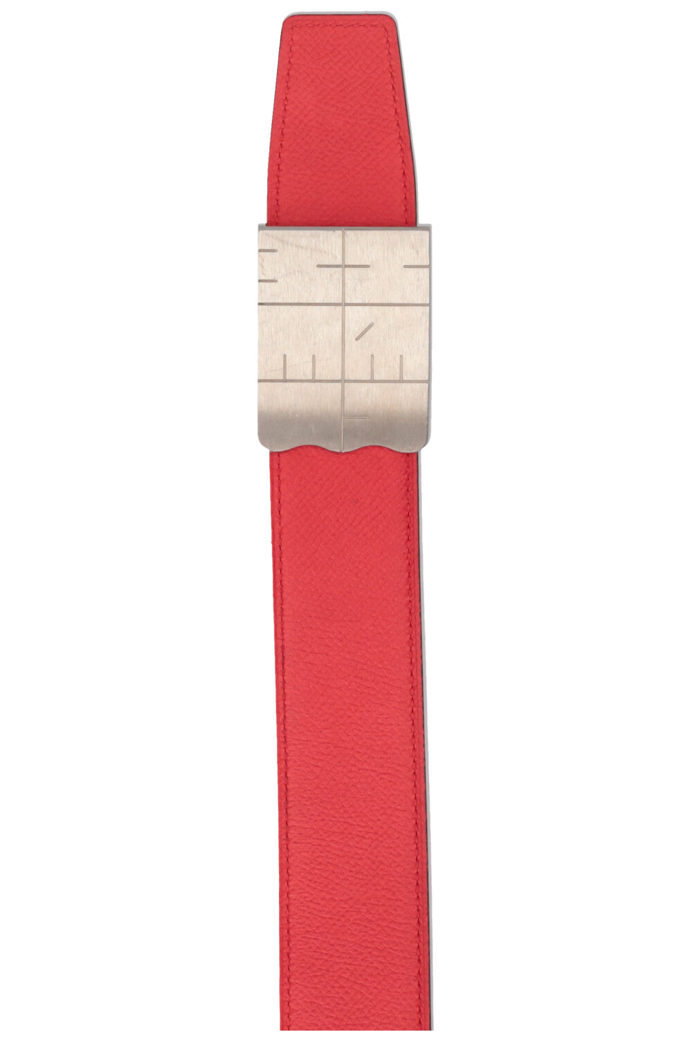 HERMÈS Logo Belt Palladium Epsom Red Pink