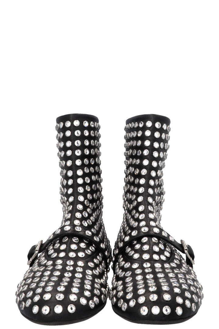 ALAIA Vienne High Ballet Strass Flats Black